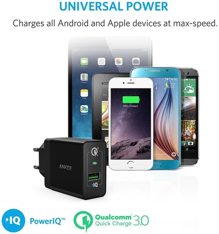 Anker Anker PowerPort  Adapter Quick Charge 3.0 Zwart