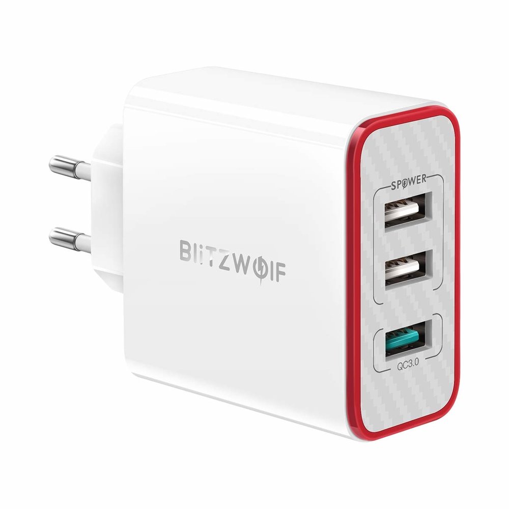 BlitzWolf BlitzWolf BW-PL2 3-poort USB Multi Lader Quick Charge - Wit BlitzWolf BlitzWolf BW-PL2 3-poort USB Multi Lader Quick Charge - Wit