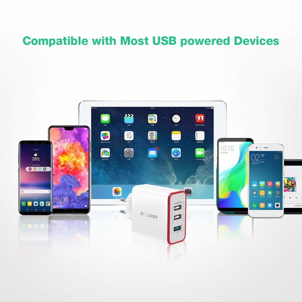 BlitzWolf BlitzWolf BW-PL2 3-poort USB Multi Lader Quick Charge - Wit BlitzWolf BlitzWolf BW-PL2 3-poort USB Multi Lader Quick Charge - Wit
