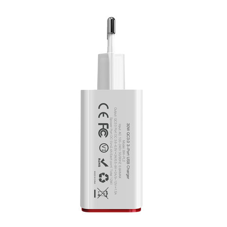 BlitzWolf BlitzWolf BW-PL2 3-poort USB Multi Lader Quick Charge - Wit BlitzWolf BlitzWolf BW-PL2 3-poort USB Multi Lader Quick Charge - Wit