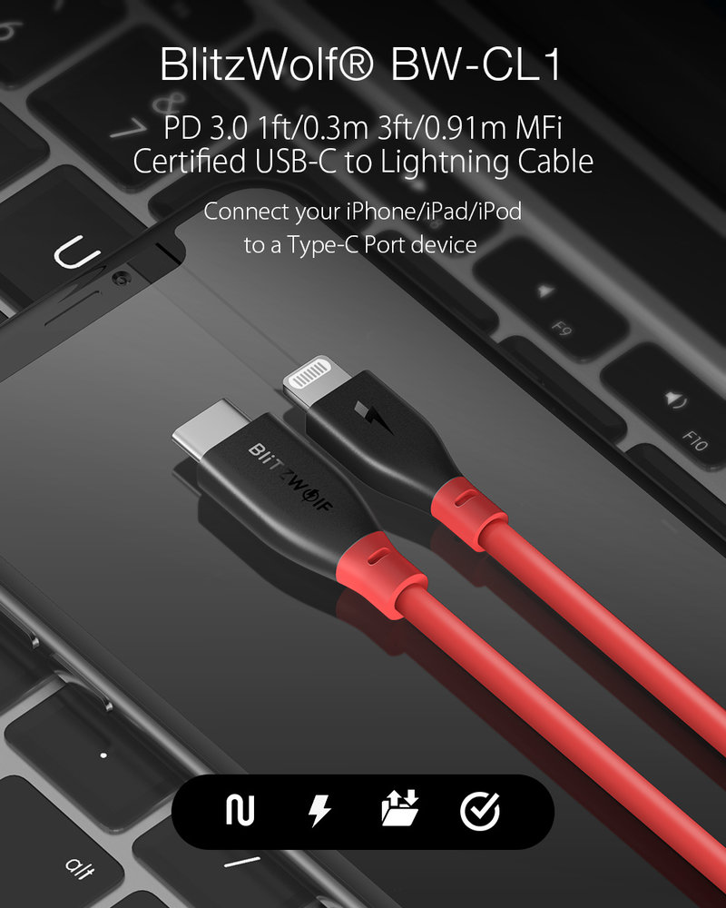 BlitzWolf Blitzwolf USB-C PD Lightning Kabel BW-CL1