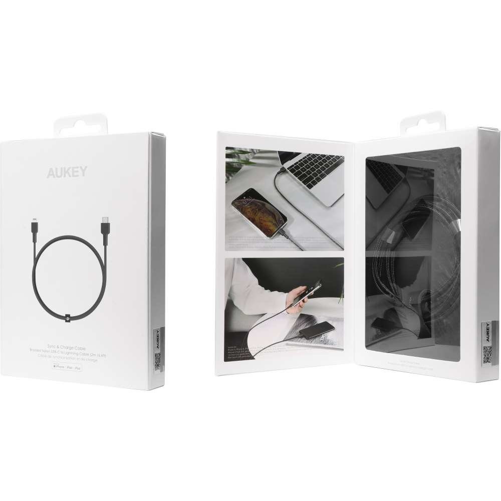 Aukey Aukey USB-C PD Lightning kabel 2 meter -  CB-CL2 Aukey Aukey USB-C PD Lightning kabel 2 meter -  CB-CL2