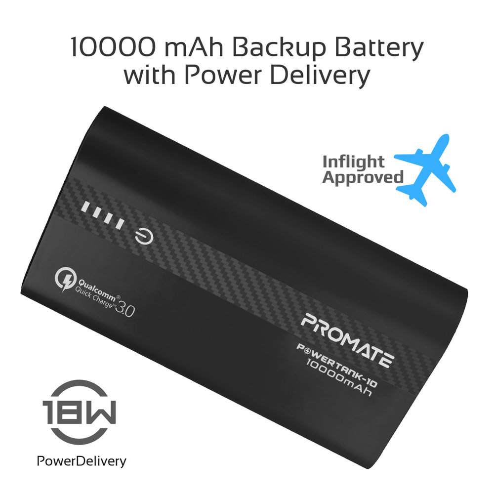 Promate Promate Powertank-10 10.000 mAh USB-C PD Zwart Promate Promate Powertank-10 10.000 mAh USB-C PD Zwart
