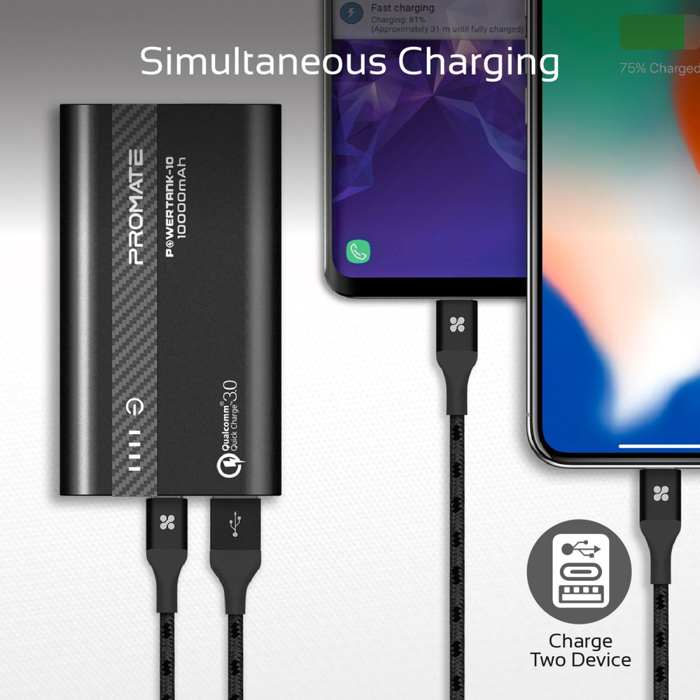 Promate Promate Powertank-10 10.000 mAh USB-C PD Zwart Promate Promate Powertank-10 10.000 mAh USB-C PD Zwart