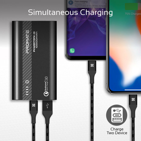 Promate Promate Powertank-10 10.000 mAh USB-C PD Zwart Promate Promate Powertank-10 10.000 mAh USB-C PD Zwart