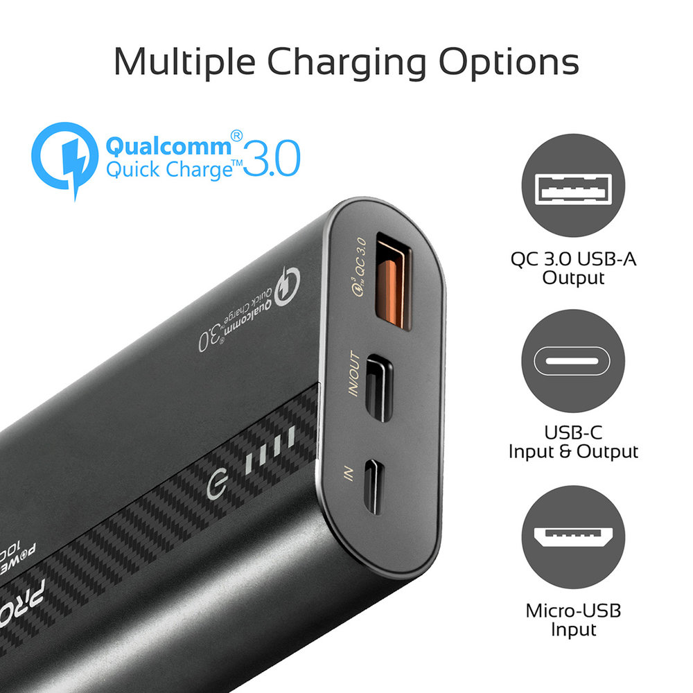 Promate Promate Powertank-10 10.000 mAh USB-C PD Zwart Promate Promate Powertank-10 10.000 mAh USB-C PD Zwart