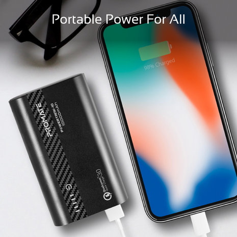Promate Promate Powertank-10 10.000 mAh USB-C PD Zwart Promate Promate Powertank-10 10.000 mAh USB-C PD Zwart