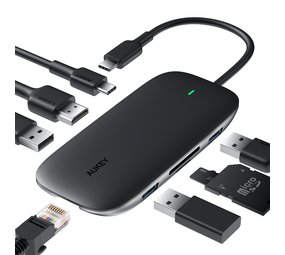 Aukey Aukey 8 in 1 USB-C Hub - met Ethernet Aukey Aukey 8 in 1 USB-C Hub - met Ethernet
