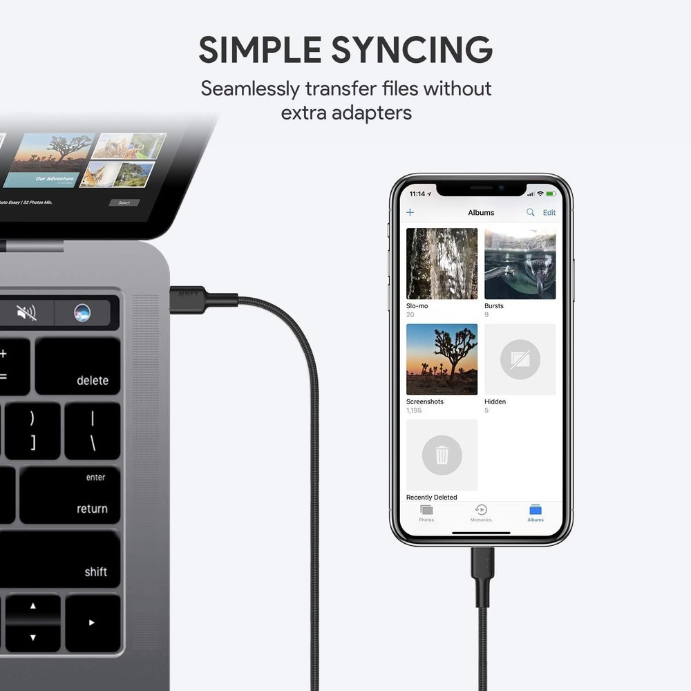 Aukey Aukey CB-CL1 USB-C naar Lightning MFi 1.2m