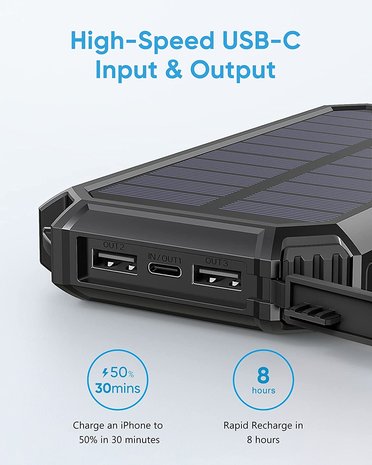 Riapow Riapow Solar Outdoor Powerbank 26.800mAh Riapow Riapow Solar Outdoor Powerbank 26.800mAh