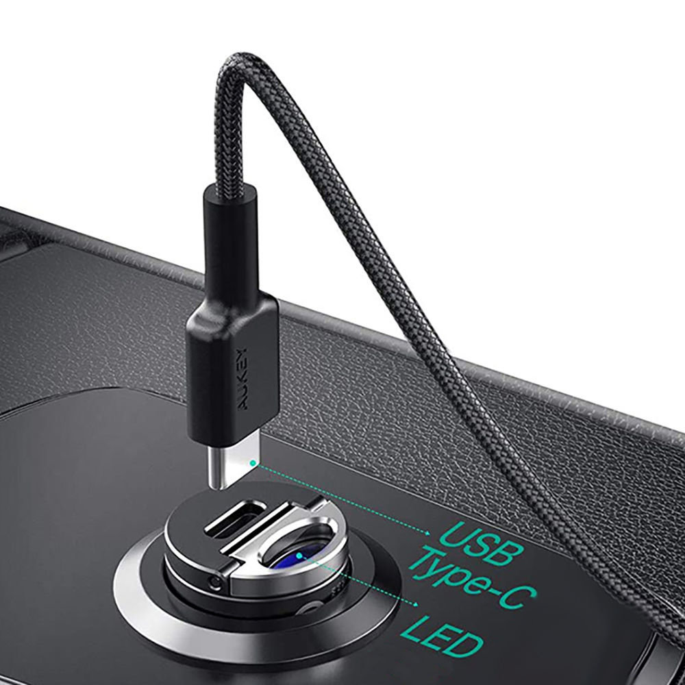 Aukey Aukey CC-A2 USB-C PD Autolader 20W Zwart