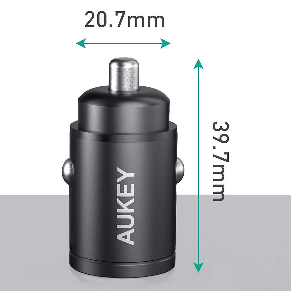Aukey Aukey CC-A2 USB-C PD Autolader 20W Zwart