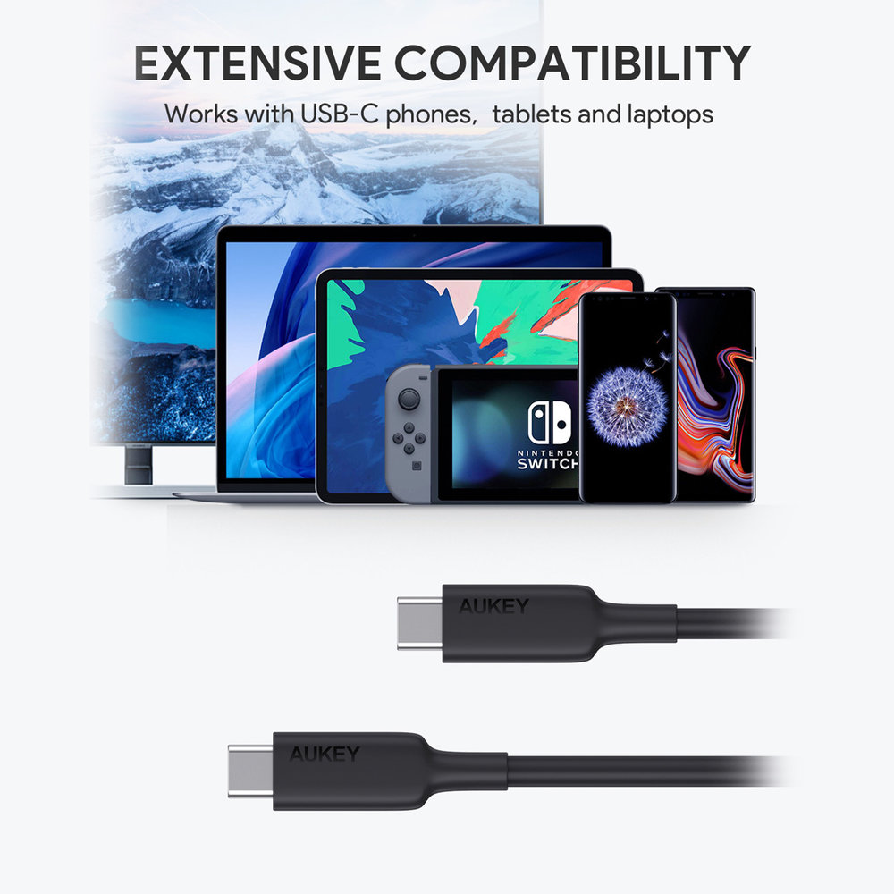 Aukey Aukey CB-CD23 USB-C Kabel 1 Meter 100W Aukey Aukey CB-CD23 USB-C Kabel 1 Meter 100W