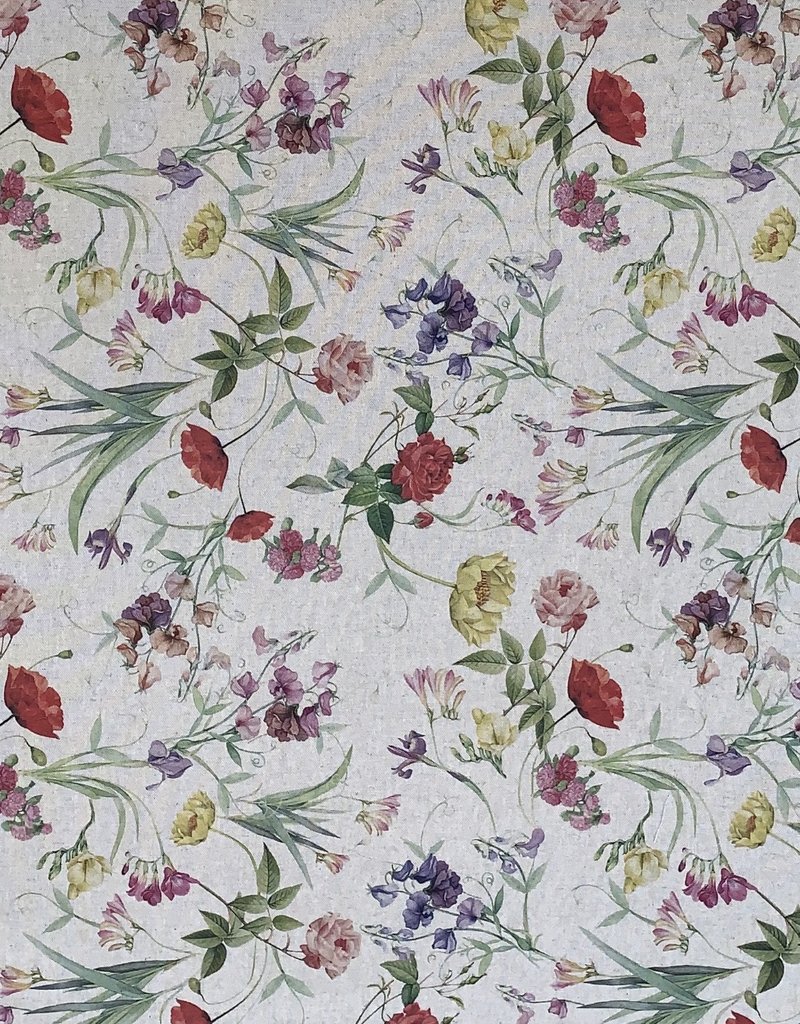 Badir wilde Blumen Dekorationstoff Leinenoptik