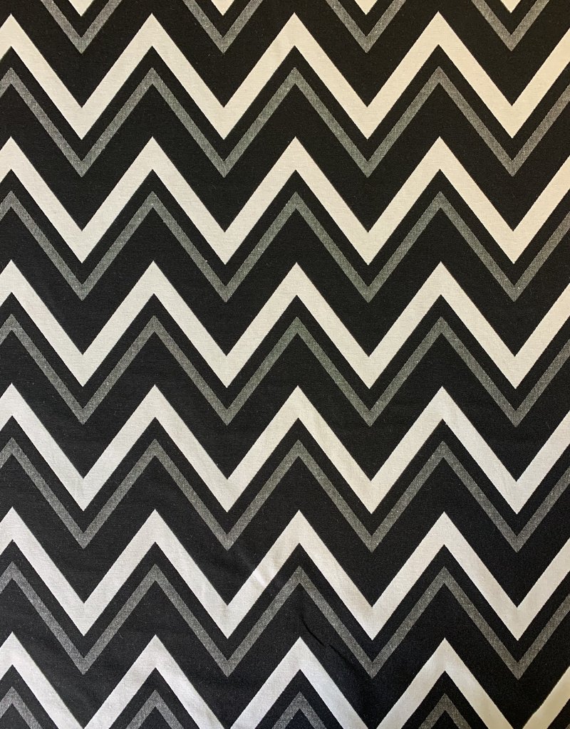 Zig Zag Jacquardstof Zwart & Wit