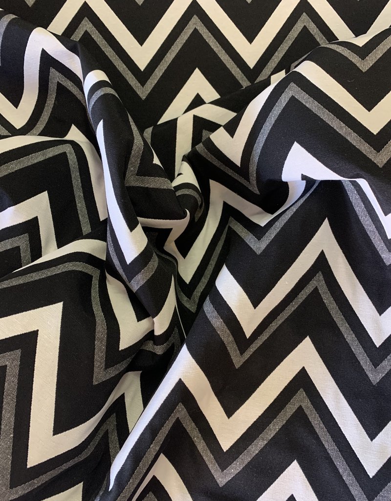 Zig Zag Jacquardstof Zwart & Wit