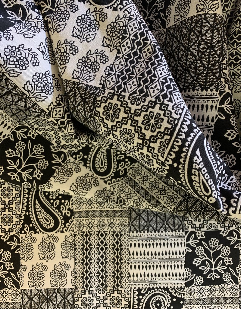 Paisley Patchwork Jacquardstof  Zwart & Wit