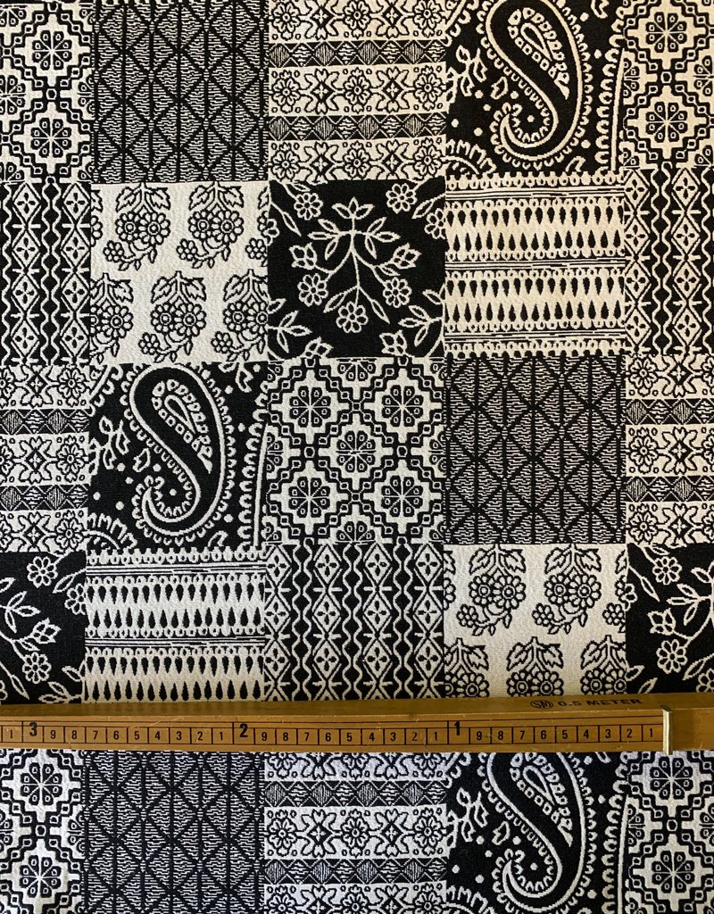 Paisley Patchwork Jacquardstoff  Schwarz & Weiß