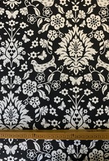 Französische Lilie & Taube Jacquard-Stoff  Zwart & Wit