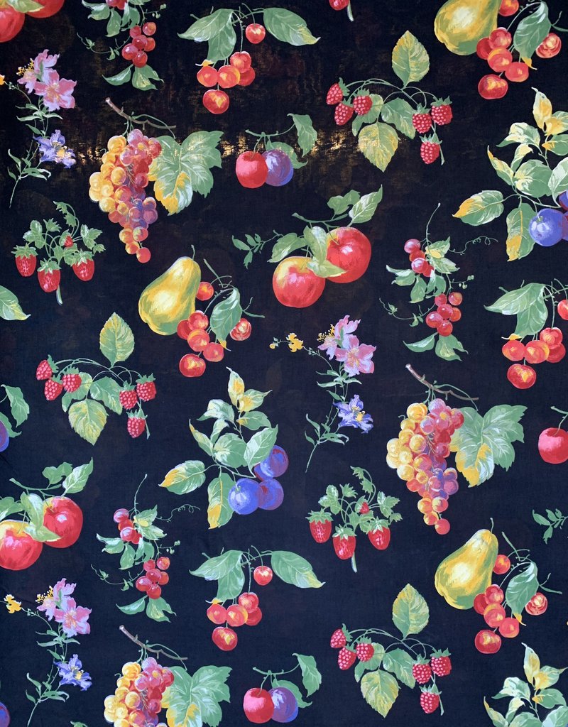 Äpfel & Birnen Schwarzer Dekostoff Baumwolle