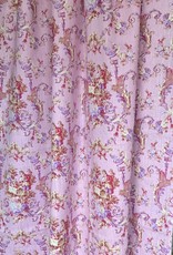 Decoratiestof roze Toile de jouy in 100% linnen Decoratiestof