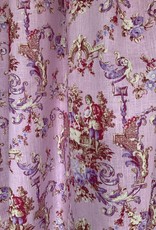 Decoratiestof roze Toile de jouy in 100% linnen Decoratiestof