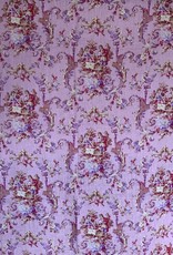 Decoratiestof roze Toile de jouy in 100% linnen Decoratiestof