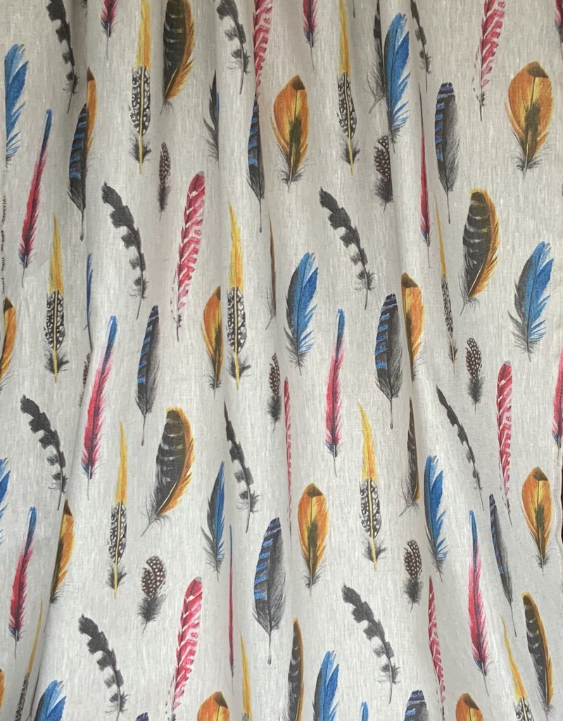 Bont gekleurde veren op 100% linnen