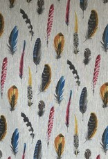 Bont gekleurde veren op 100% linnen