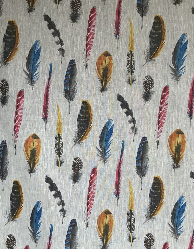 Bont gekleurde veren op 100% linnen