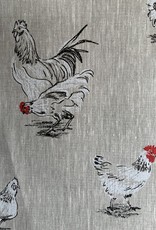 Deko stoff mit Huhn auf 100% Leinen.