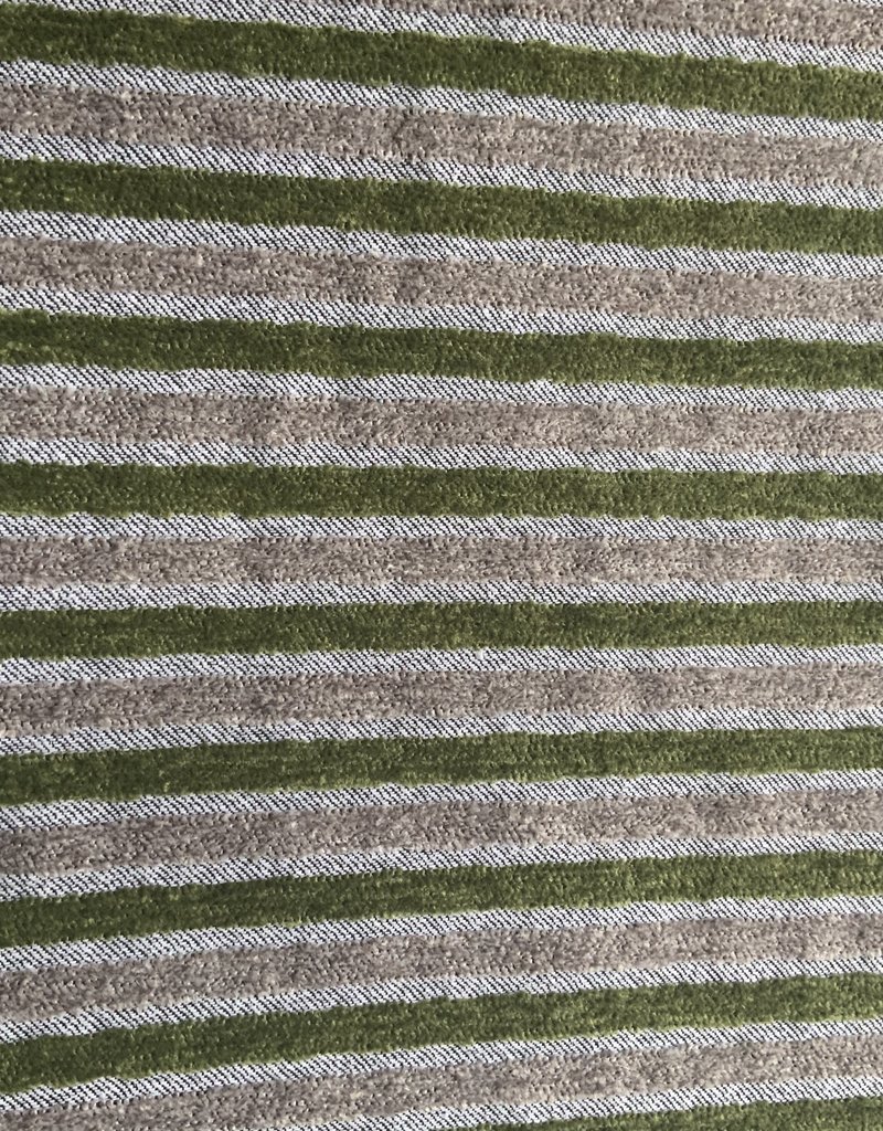 Gobelin Chenille gestreept groen/linnen kleur