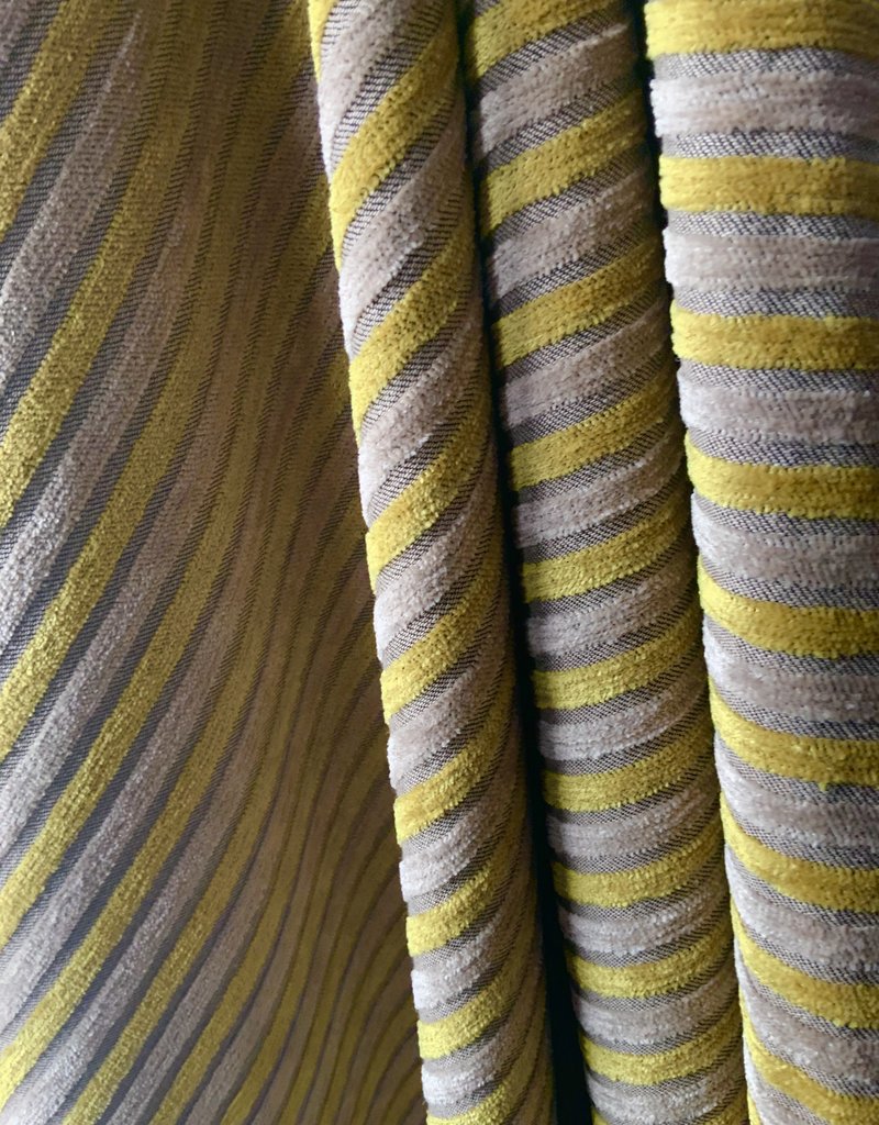 Gobelin Chenille gestreift Gelb/leinen