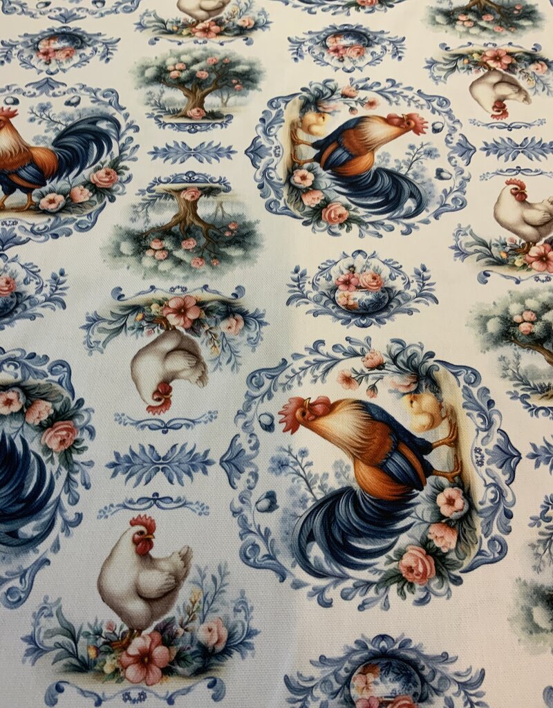 Haan en Kip in Delfts blauw