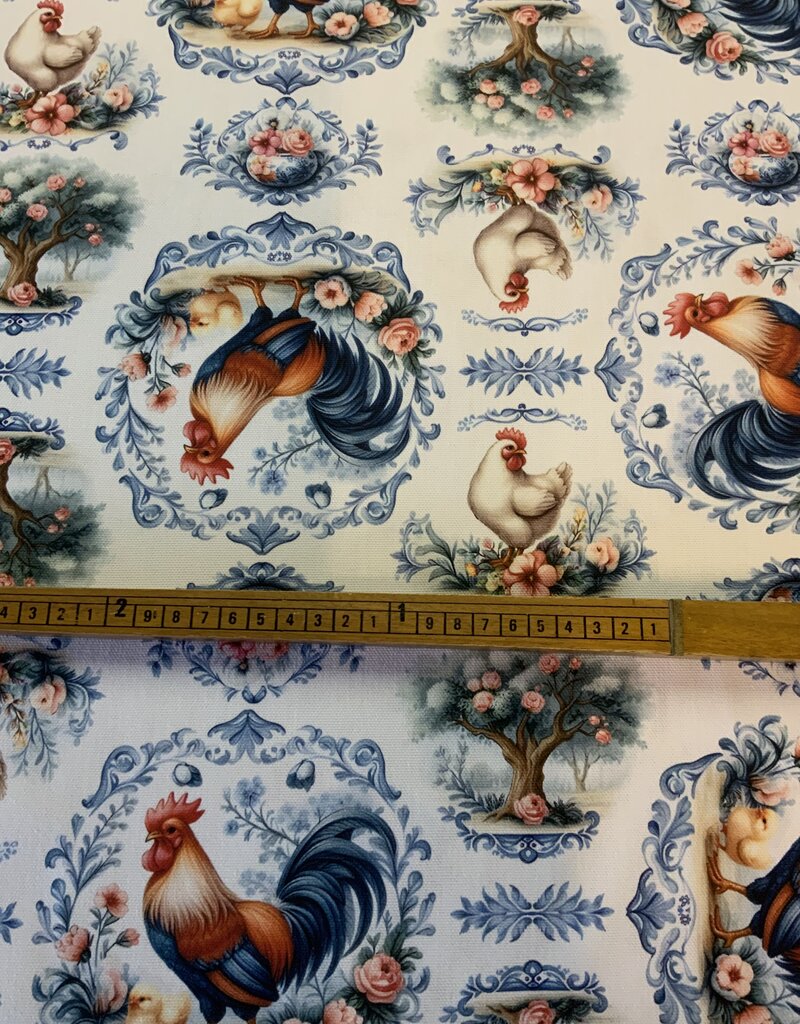 Haan en Kip in Delfts blauw