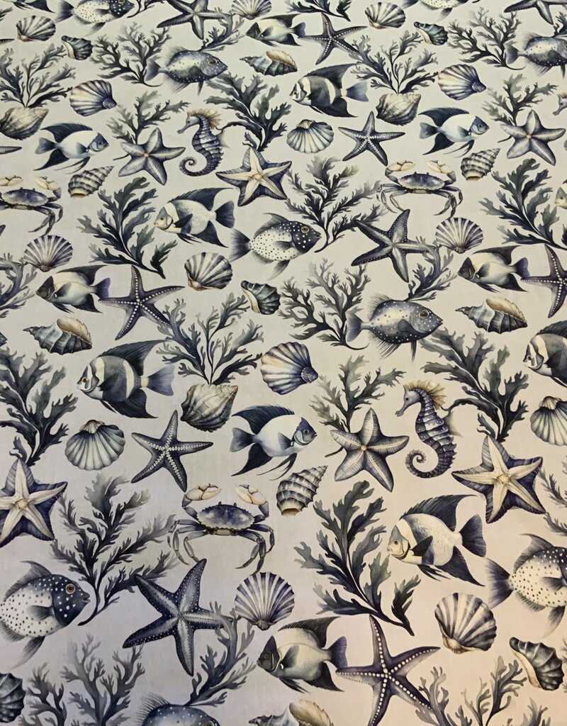 Meeresleben in Blau-Weiss