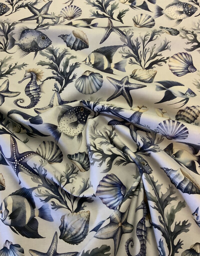 Zee leven in blauw-wit