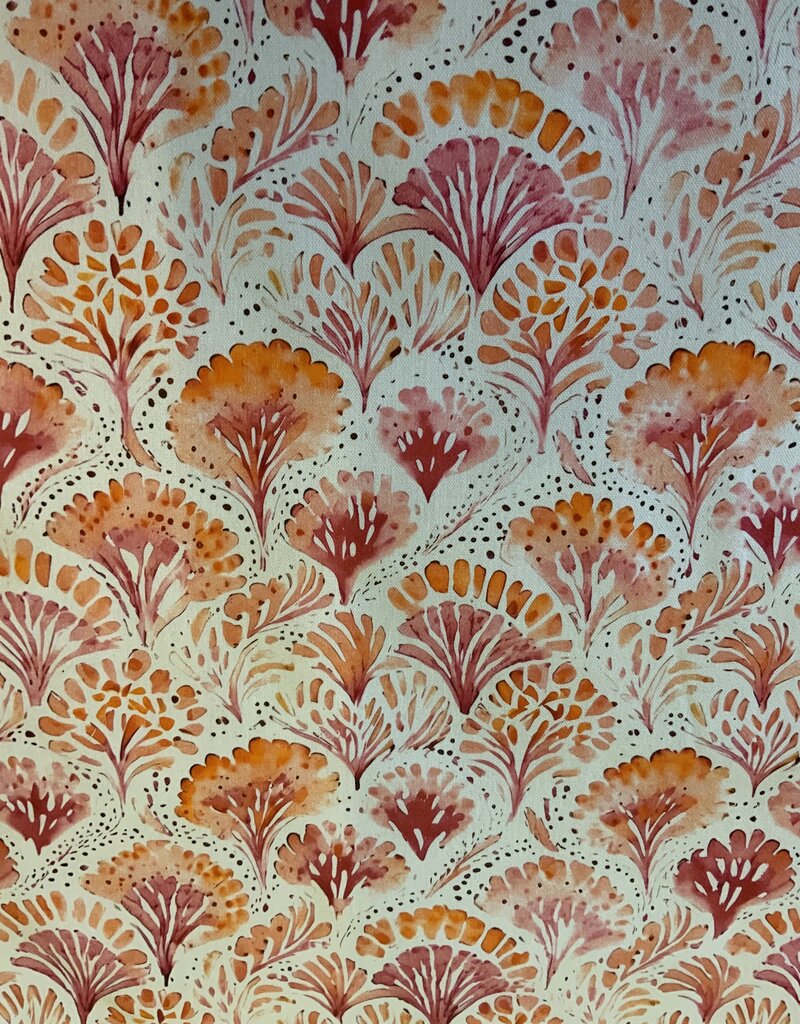 Ethnische Palmenblüten in auffälligen Rosa und Orangetönen