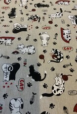 Katzen deko Stoff Leinenoptik