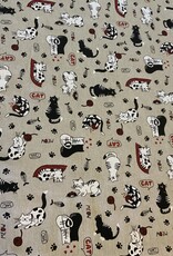 Katten deco stof Linnenlook