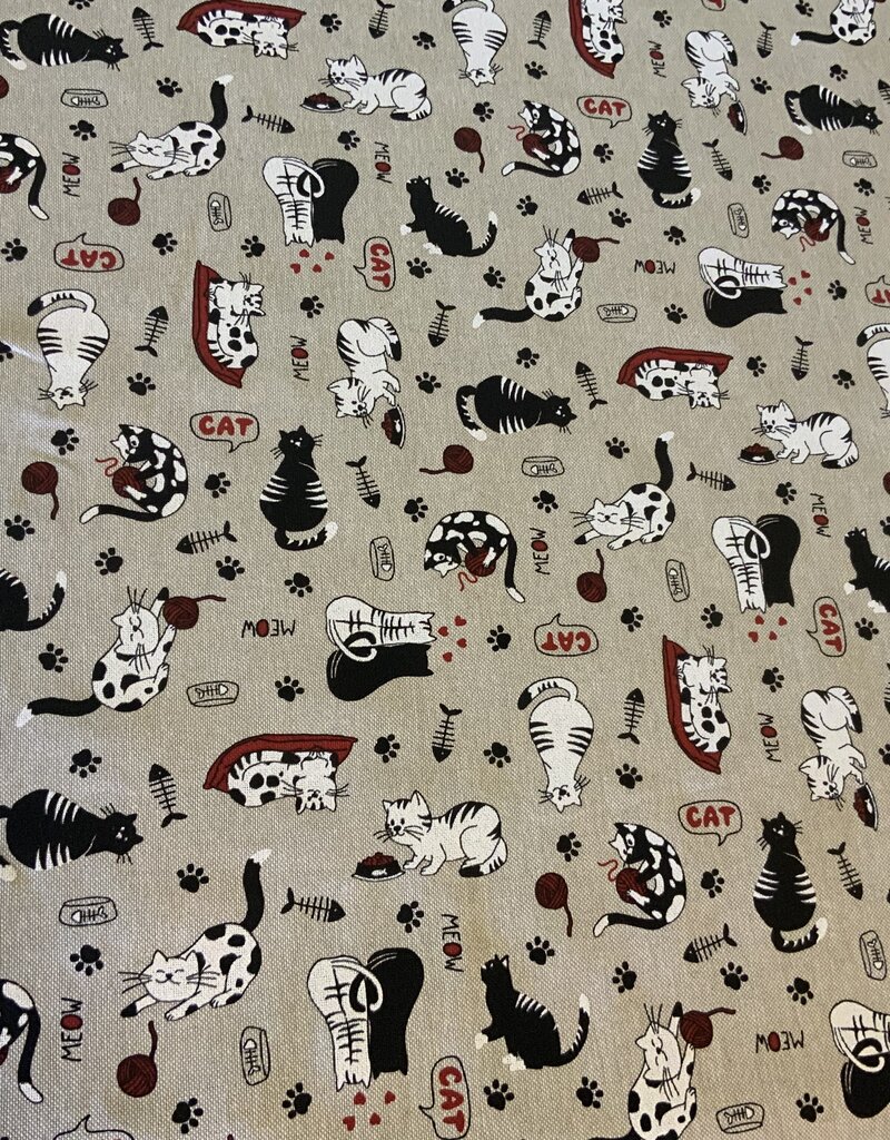 Katten deco stof Linnenlook