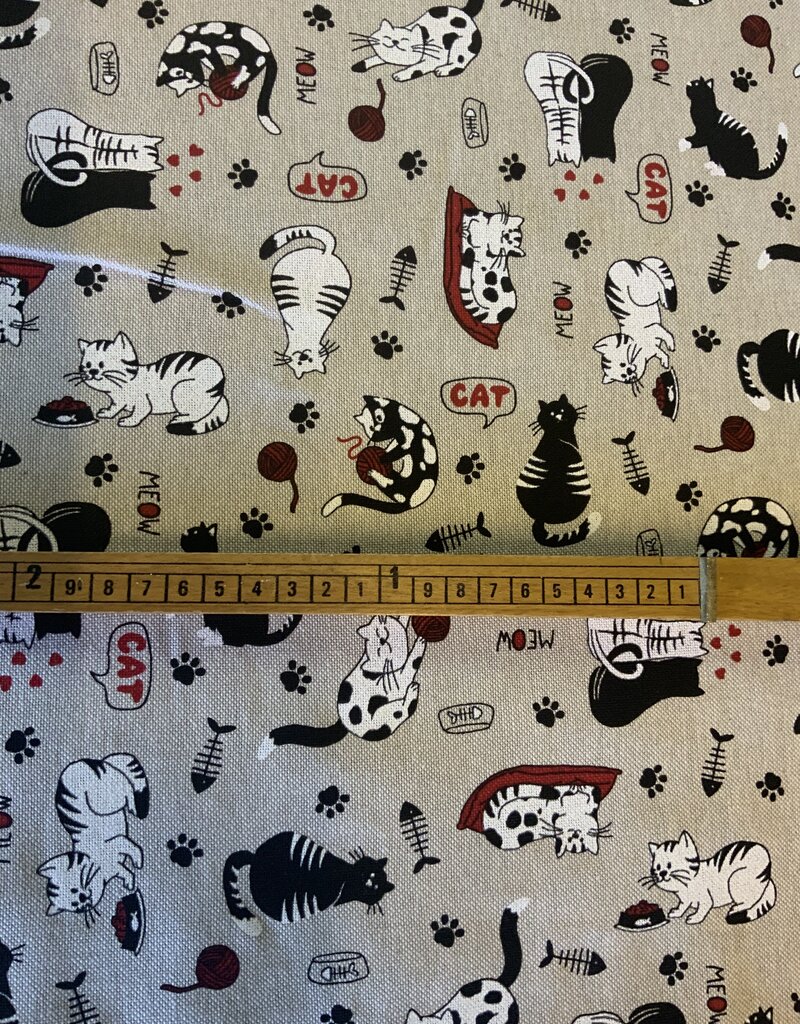 Katzen deko Stoff Leinenoptik