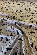 Katzen deko Stoff Leinenoptik