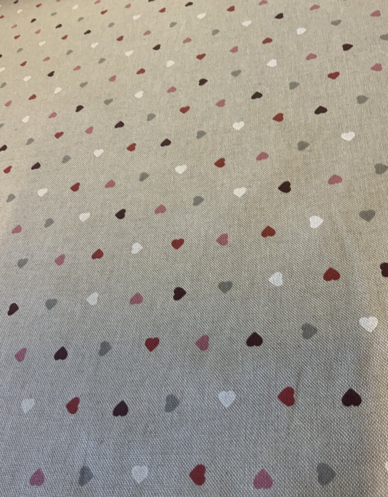 Kleine Herzen deko Stoff Leinenoptik