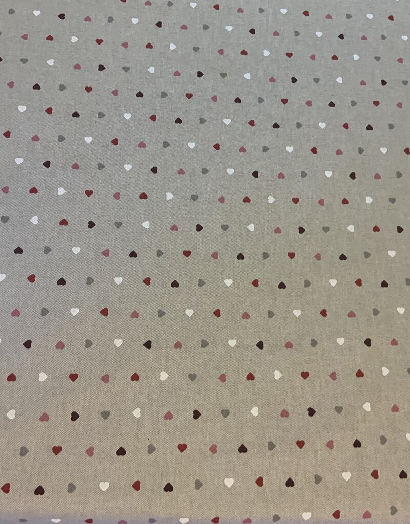 Kleine hartjes deco stof Linnenlook