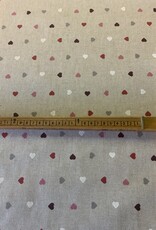 Kleine Herzen deko Stoff Leinenoptik