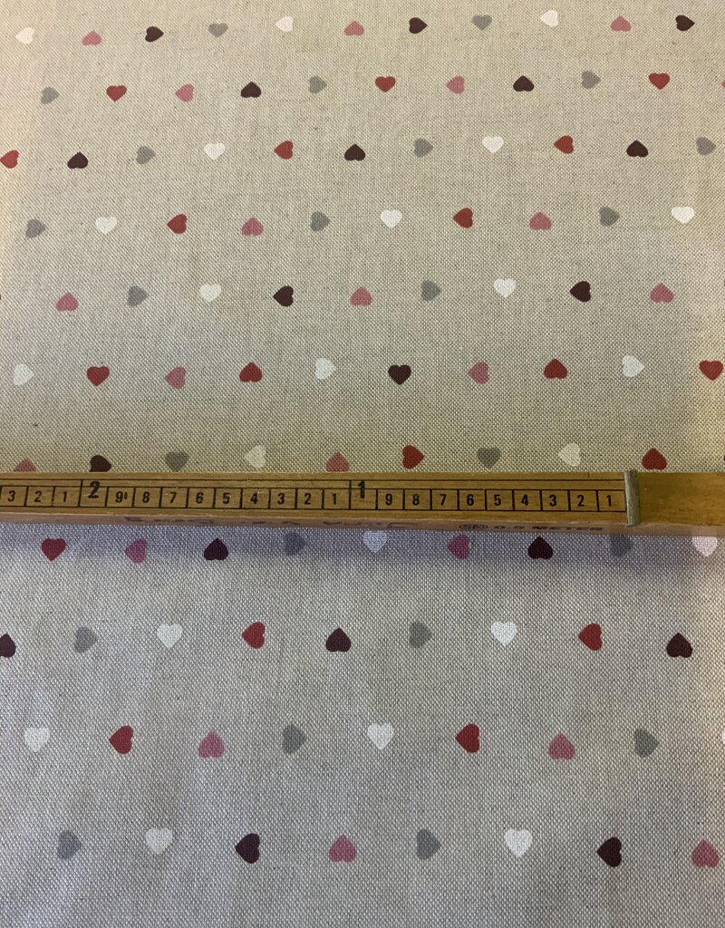 Kleine Herzen deko Stoff Leinenoptik