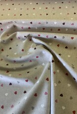 Kleine hartjes deco stof Linnenlook