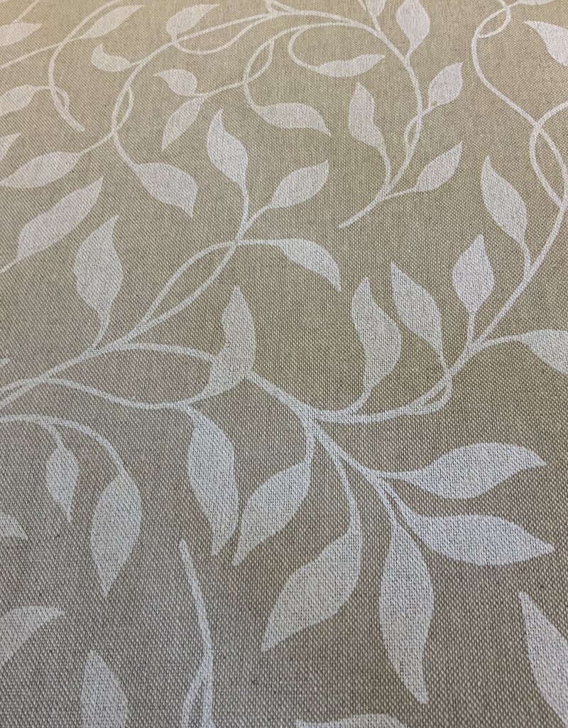 Blad silhouetprint deco stof Linnenlook (Damast look-alike)