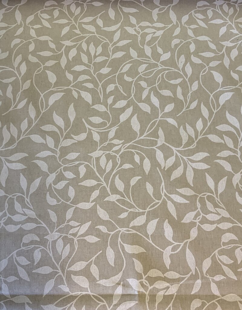 Blad silhouetprint deco stof Linnenlook (Damast look-alike)